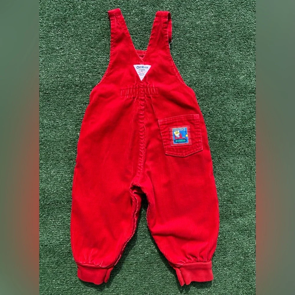 VTG 80s OshKosh B’Gosh Vestbak Red Corduroy Jogger Overalls Baby Boys 24 Months